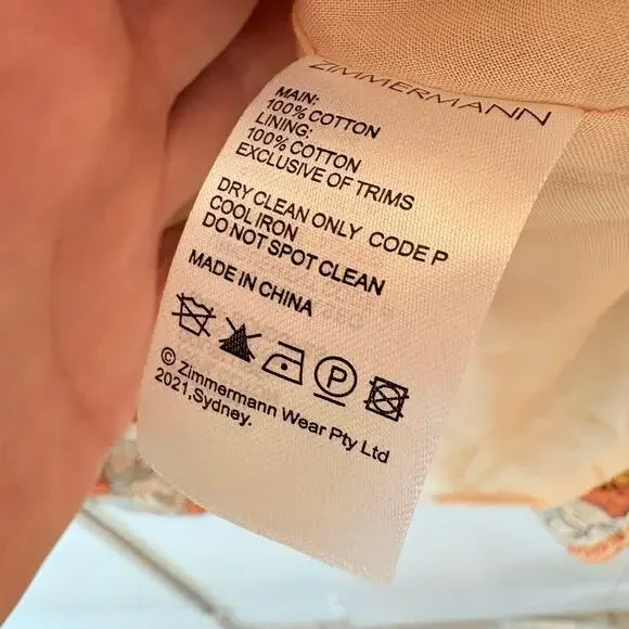 Zimmermann Andie Buttoned Floral Linen Mini Dress Long Sleeve 3 Large - Picture 12 of 16